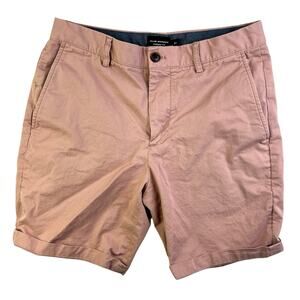 Club Monaco Maddox Fit Men's Pink Twill Mid Rise Straight Leg Casual Shorts 30